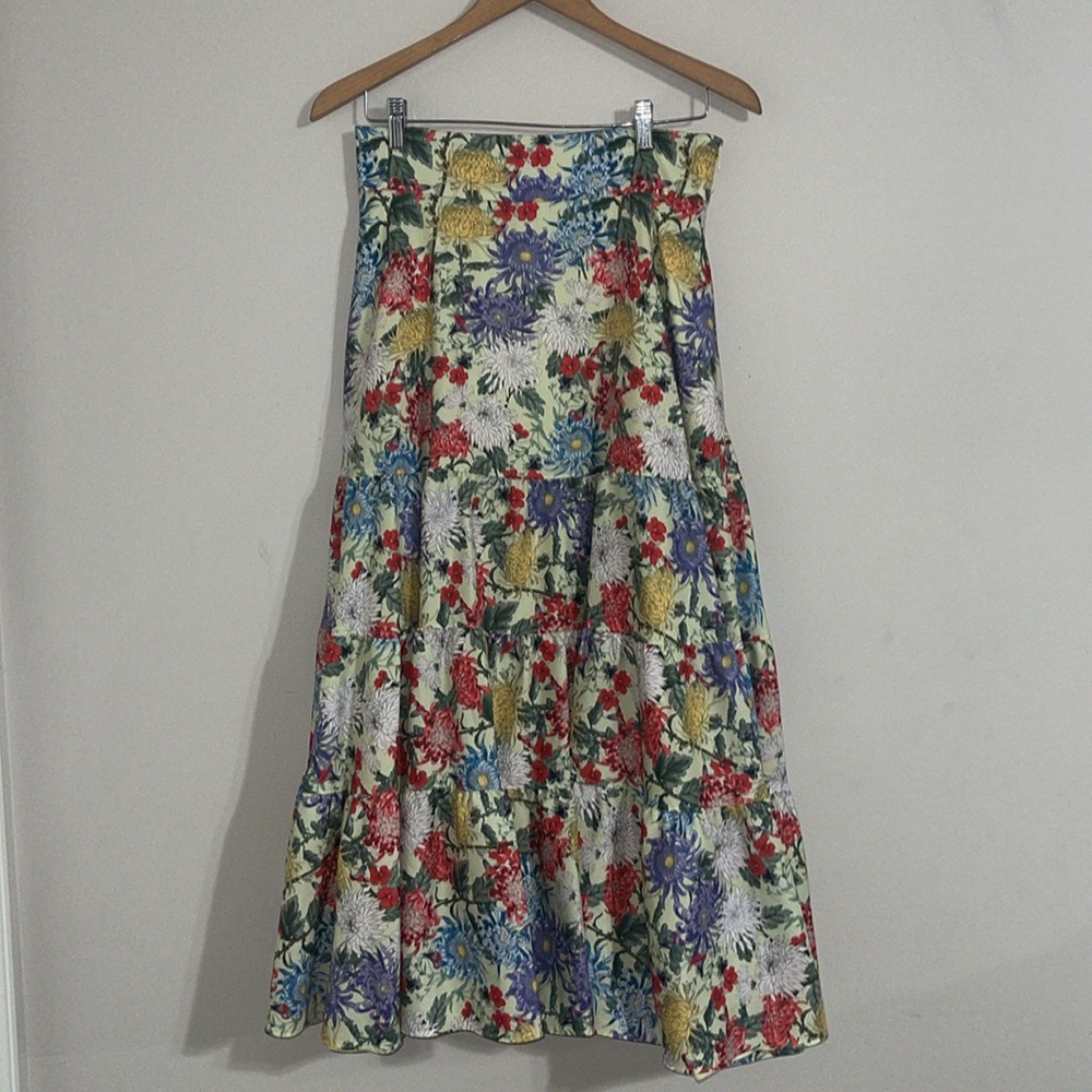 Adeam women’s floral tier botanical maxi skirt size 6